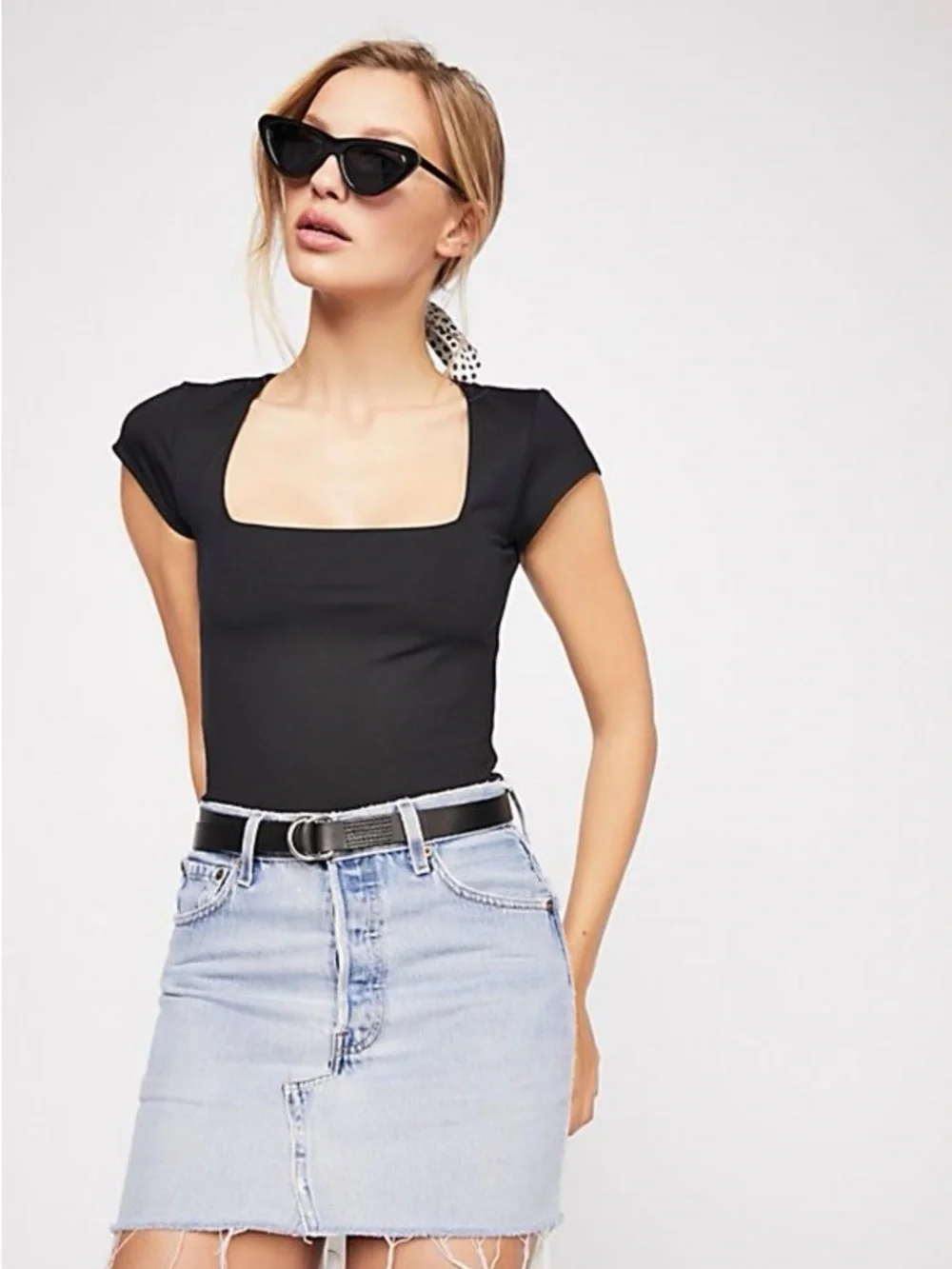 Free People Brand New (NWT) Intimately Fair & Square Neck Bodysuit - Black